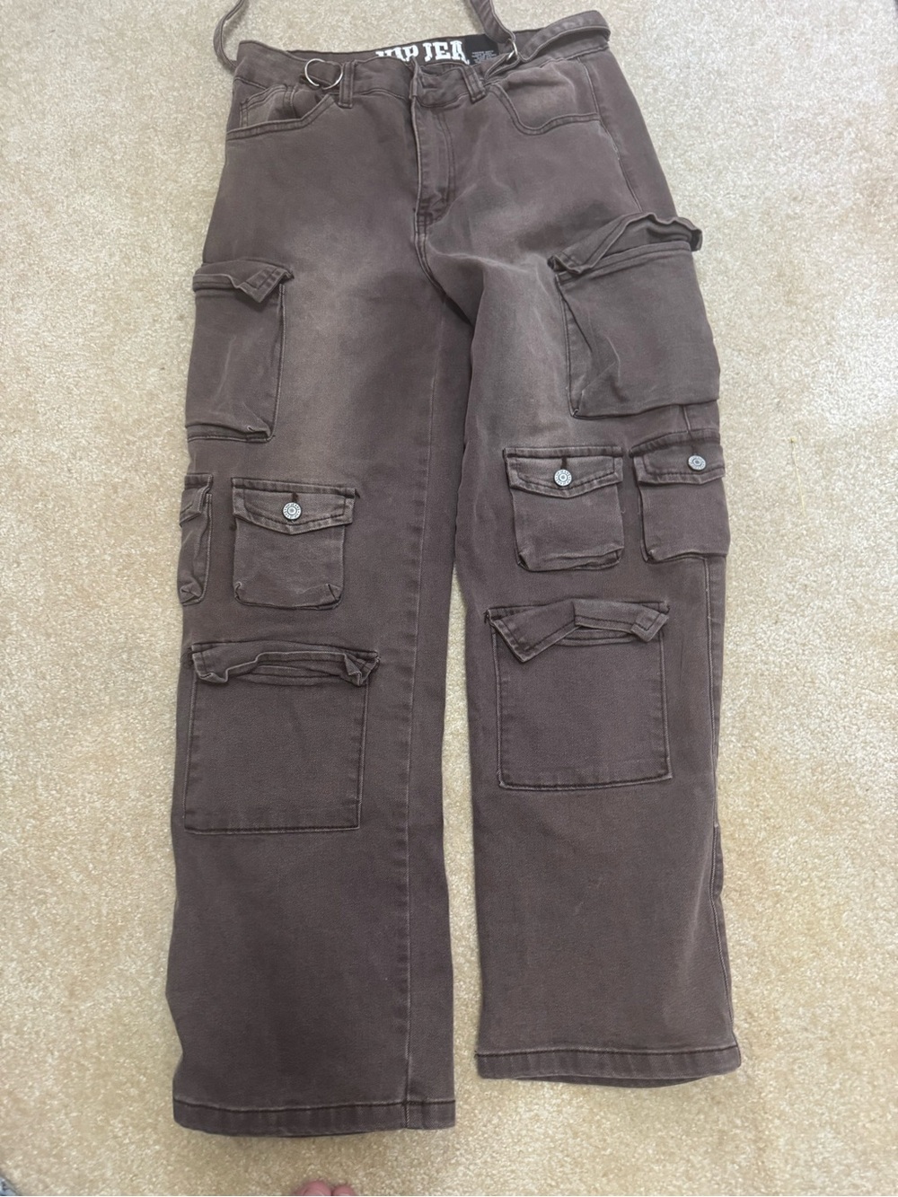 VIP Men's Dark Brown Cargo Pants with Multiple Patch Pockets